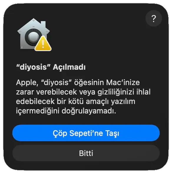 diyosis macos guvenlik uyarısı diyosis macos guvenlik uyarısı